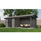 Lugarde Select | Tuinhuis Borne met Overkapping Rechts 300 + 400 x 250 | Keteldruk Grijs