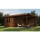 Lugarde Select Blokhut met overkapping Tiel 300x400cm + 300cm - Keteldruk Bruin