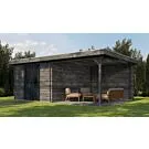 Lugarde Select | Tuinhuis Tiel met Overkapping Rechts 300 + 300 x 400 | Keteldruk Grijs