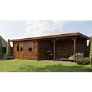 Lugarde Select Blokhut met overkapping Huissen 400x300cm + 400cm - Keteldruk Bruin