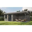 Lugarde Select | Tuinhuis Voorst met Overkapping Rechts 400 + 400 x 300 | Keteldruk Grijs