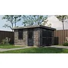 Lugarde Select | Tuinhuis Groenlo met Garagedeur 400 x 400 | Keteldruk Grijs