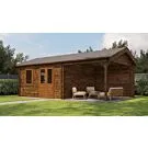 Lugarde Select Blokhut met overkapping Oosterbeek 400x400cm + 300cm - Keteldruk Bruin
