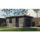 Lugarde Select Blokhut Lochem met garagedeur 400x500cm - Keteldruk Grijs