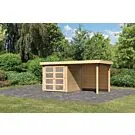 Karibu | Tuinhuis Mühlendorf 2 met Overkapping 2,4 en Achterwand | Terragrijs