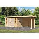 Karibu | Tuinhuis Mühlendorf 4 met Overkapping 2,8 en Achterwand | Onbehandeld