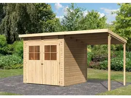 Karibu | Tuinhuis Glücksburg 3 met Overkapping | Onbehandeld