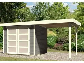 Karibu | Tuinhuis Mühlendorf 3 met Overkapping 2,4 | Terragrijs