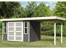Karibu | Tuinhuis Mühlendorf 4 met Overkapping 2,4 | Terragrijs
