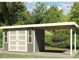 Karibu | Tuinhuis Mühlendorf 4 met Overkapping 2,8 | Terragrijs