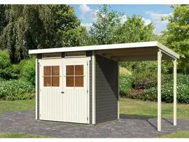 Karibu | Tuinhuis Glücksburg 2 met Overkapping | Terragrijs
