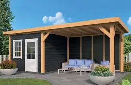 Tuindeco | Holten Tuinhuis met Overkapping | Zwarte Wanden