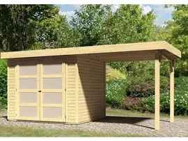 Karibu | Tuinhuis Mühlendorf 3 met Overkapping 2,4 | Onbehandeld