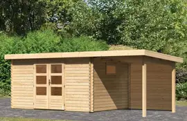 Woodfeeling | Tuinhuis Trittau 5 met Overkapping 2,2 en Achterwand