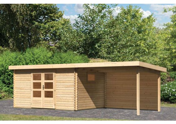 Woodfeeling | Tuinhuis Trittau 5 met Overkapping 3,3 en Achterwand