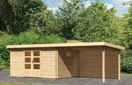 Woodfeeling | Tuinhuis Trittau 5 met Overkapping 3,3 en Achterwand