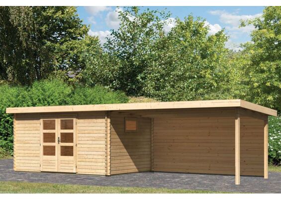 Woodfeeling | Tuinhuis Trittau 5 met Overkapping 4,4 en Achterwand