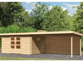 Woodfeeling | Tuinhuis Trittau 5 met Overkapping 4,4 en Achterwand