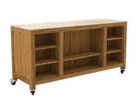 Passion Grills | Buitenkeuken Onderdeel | Milano Buitenkeuken Eiland met Wielen | 180 x 60 cm | Albastro Cream