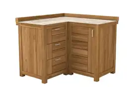 Passion Grills | Buitenkeuken Onderdeel | Milano Buitenkeukenkast Hoek 3 Lades + 1 Deur | 120 x 120 cm | Albastro Cream