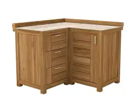 Passion Grills | Buitenkeuken Onderdeel | Milano Buitenkeukenkast Hoek 3 Lades + 1 Deur | 120 x 120 cm | Albastro Cream