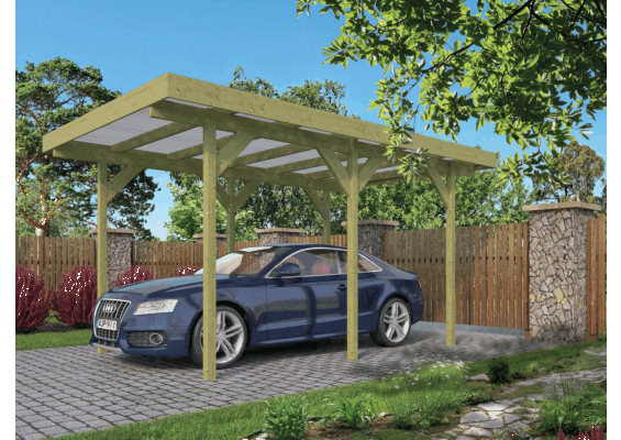 Tuindeco | Carport Enkel/Aanbouw 500 x 300 met PVC Dakplaten | Groen Geïmpregneerd