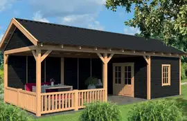 Tuindeco | Overkapping Hamar XL | Type 7 | Zwarte Wanden