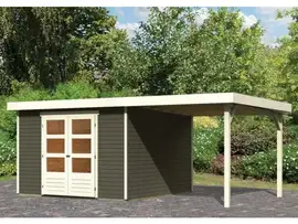 Woodfeeling | Tuinhuis Askola 6 met Overkapping 2,4 | Terragrijs