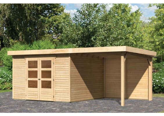 Woodfeeling | Tuinhuis Askola 6 met Overkapping 2,4 en Achterwand | Onbehandeld