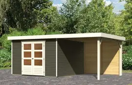 Woodfeeling | Tuinhuis Askola 6 met Overkapping 2,4 en Achterwand | Terragrijs