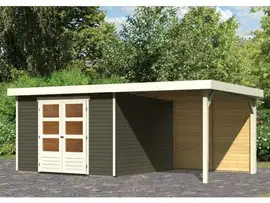 Woodfeeling | Tuinhuis Askola 6 met Overkapping 2,4 en Achterwand | Terragrijs