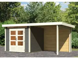 Woodfeeling | Tuinhuis Kandern 3 met Overkapping 2,35 en Achterwand | Terragrijs