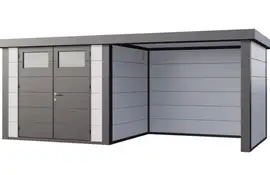 Telluria | Tuinhuis Classico 2724 met Overkapping Lounge Small | Rechts | Wit-Antraciet