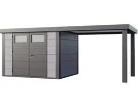Telluria | Tuinhuis Classico 3024 met Overkapping Open Lounge Large | Rechts | Lichtgrijs