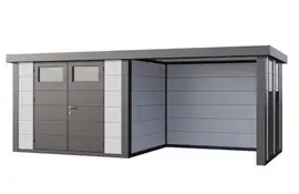 Telluria | Tuinhuis Classico 3024 met Overkapping Lounge Small met Ramen | Rechts | Wit-Antraciet