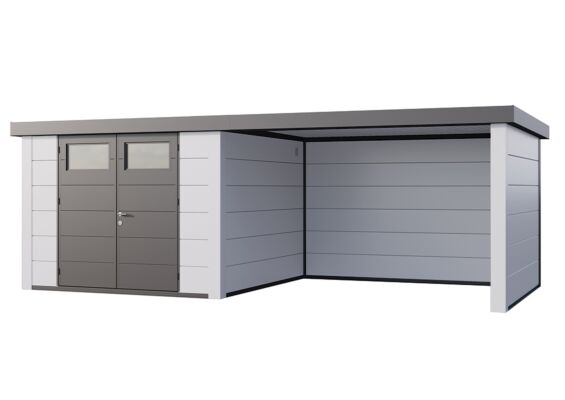 Telluria | Tuinhuis Classico 3030 met Overkapping Lounge Large | Rechts | Wit