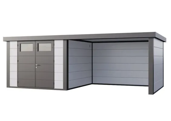 Telluria | Tuinhuis Classico 3030 met Overkapping Lounge Large | Rechts | Wit-Antraciet