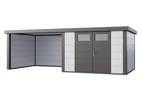 Telluria | Tuinhuis Classico 3030 met Overkapping Lounge XL | Links | Wit-Antraciet