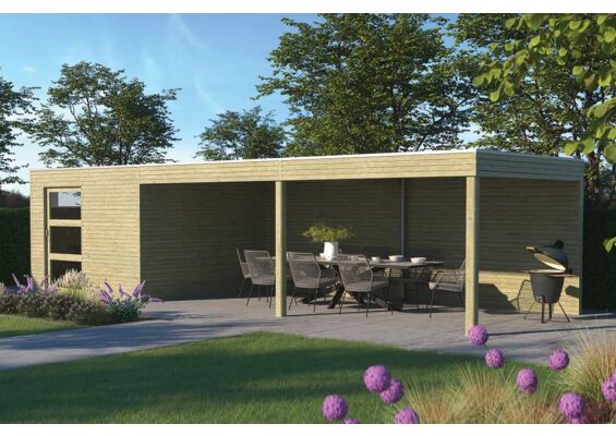 Gardenas | Tuinhuis QBH2S 300x300 + Ext 600 | Hogedruk Geïmpregneerd Groen