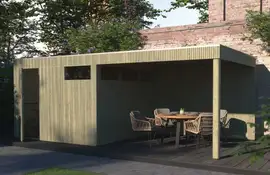 Gardenas | Tuinhuis QBV3 M 298x298 + Ext 302x298 | Hogedruk Geïmpregneerd Groen