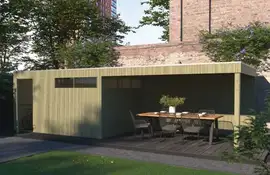 Gardenas | Tuinhuis QBV3 L 399x298 + Ext 403x299 | Hogedruk Geïmpregneerd Groen