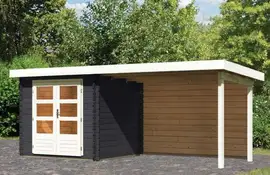 Woodfeeling | Tuinhuis Bastrup 2 met Overkapping 3,0 en Achterwand | Antraciet