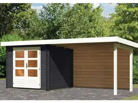 Woodfeeling | Tuinhuis Bastrup 2 met Overkapping 3,0 en Achterwand | Antraciet