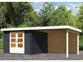 Woodfeeling | Tuinhuis Bastrup 5 met Overkapping 3,0 en Achterwand | Antraciet