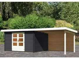 Woodfeeling | Tuinhuis Bastrup 7 met Overkapping 3,0 en Achterwand | Antraciet