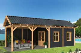 Tuindeco | Overkapping Hamar L | Type 11 | Zwarte Wanden