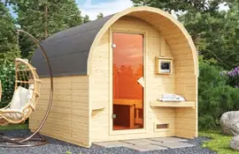 Karibu | Fasshaus 2 Barrelsauna | Kachel 9 kW Externe Bediening