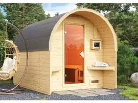 Karibu | Fasshaus 2 Barrelsauna | Kachel 9 kW Externe Bediening