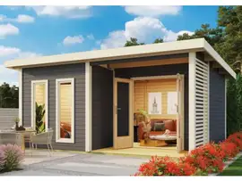 Karibu | Mainburg 5 Sauna Set A Terragrijs | Kachel 9 kW Externe Bediening