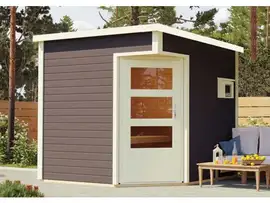 Karibu | Pelle Buitensauna Terragrijs | Kachel 9 kW Externe Bediening
